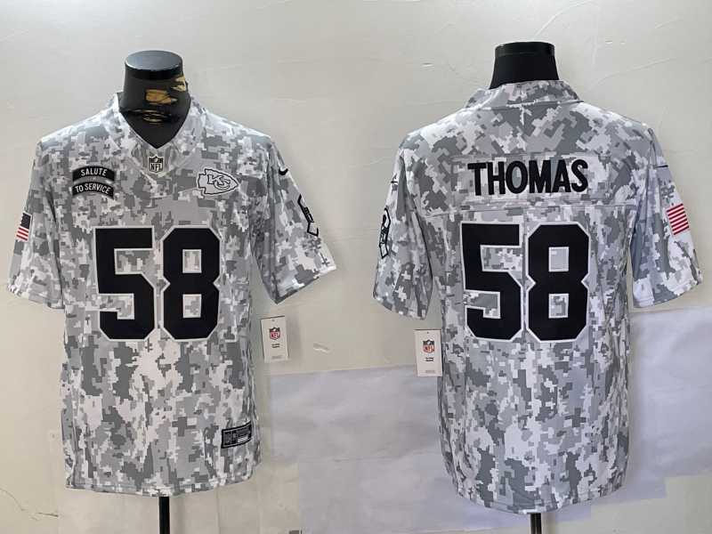 Mens Kansas City Chiefs #58 Derrick Thomas Arctic Camo 2024 FUSE Salute to Service Limited Stitched Jersey Dzhi